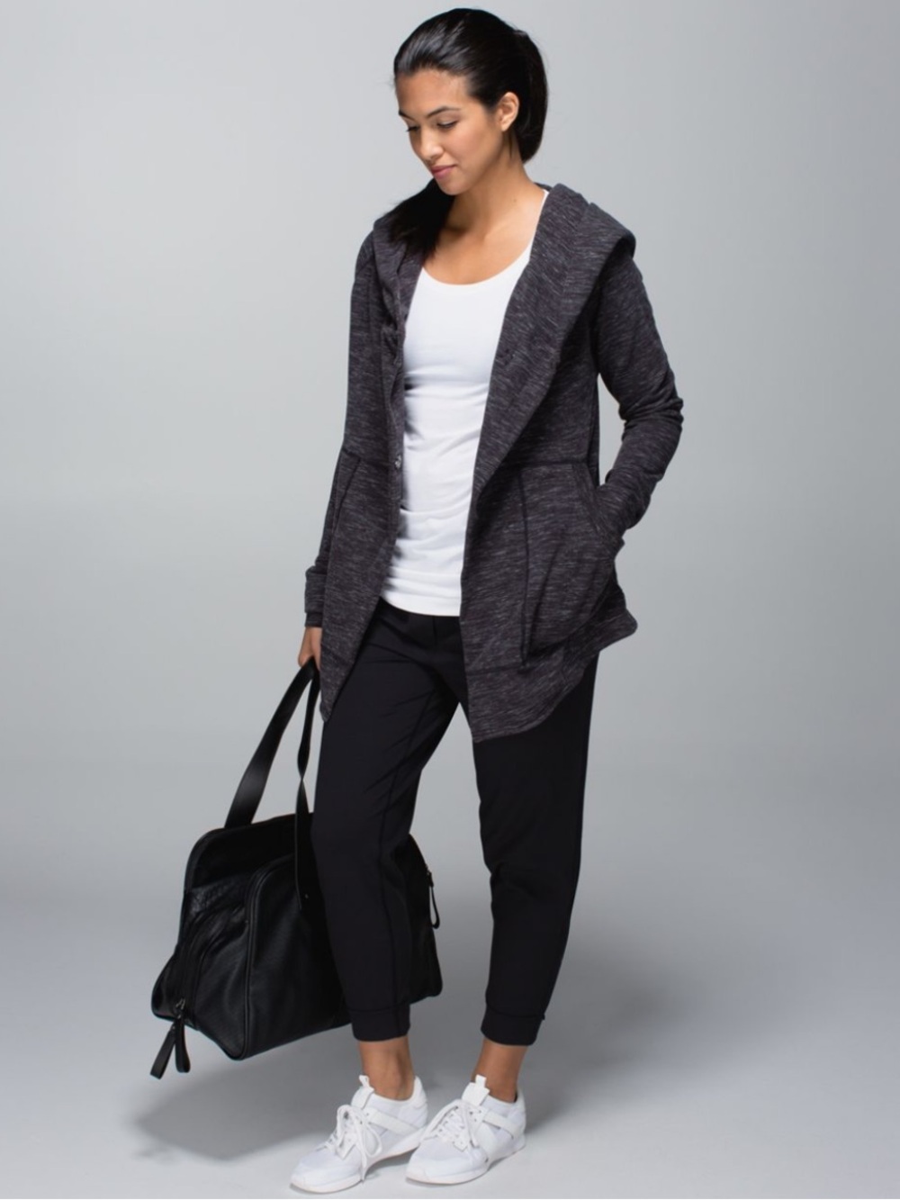 LULULEMON ATHLETICA Heathered Marled Black Gray Find Your Centre Wrap Hoodie